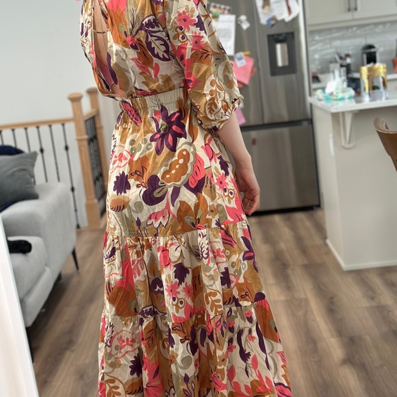 Zara Floral Long Sleeve Dress - Pink, Purple, Orange - Picture 2 of 3